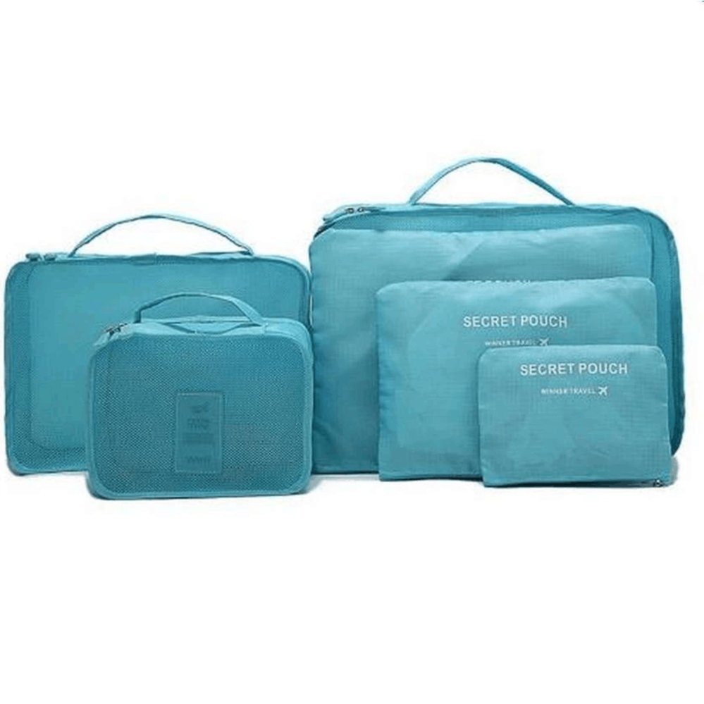 กระเป๋าจัดระเบียบเสื้อผ้า สำหรับเดินทาง เซ็ท 6 ชิ้น Organizing Bag Set 6 PCS Travel Bag Luggage (Blue/สีฟ้า) 