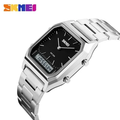 Dual Time Display LED Wristwatch Man 2017 Fashion Rectangle Sports Watches Male Square Clock Mens Analog Digital Watch Men
