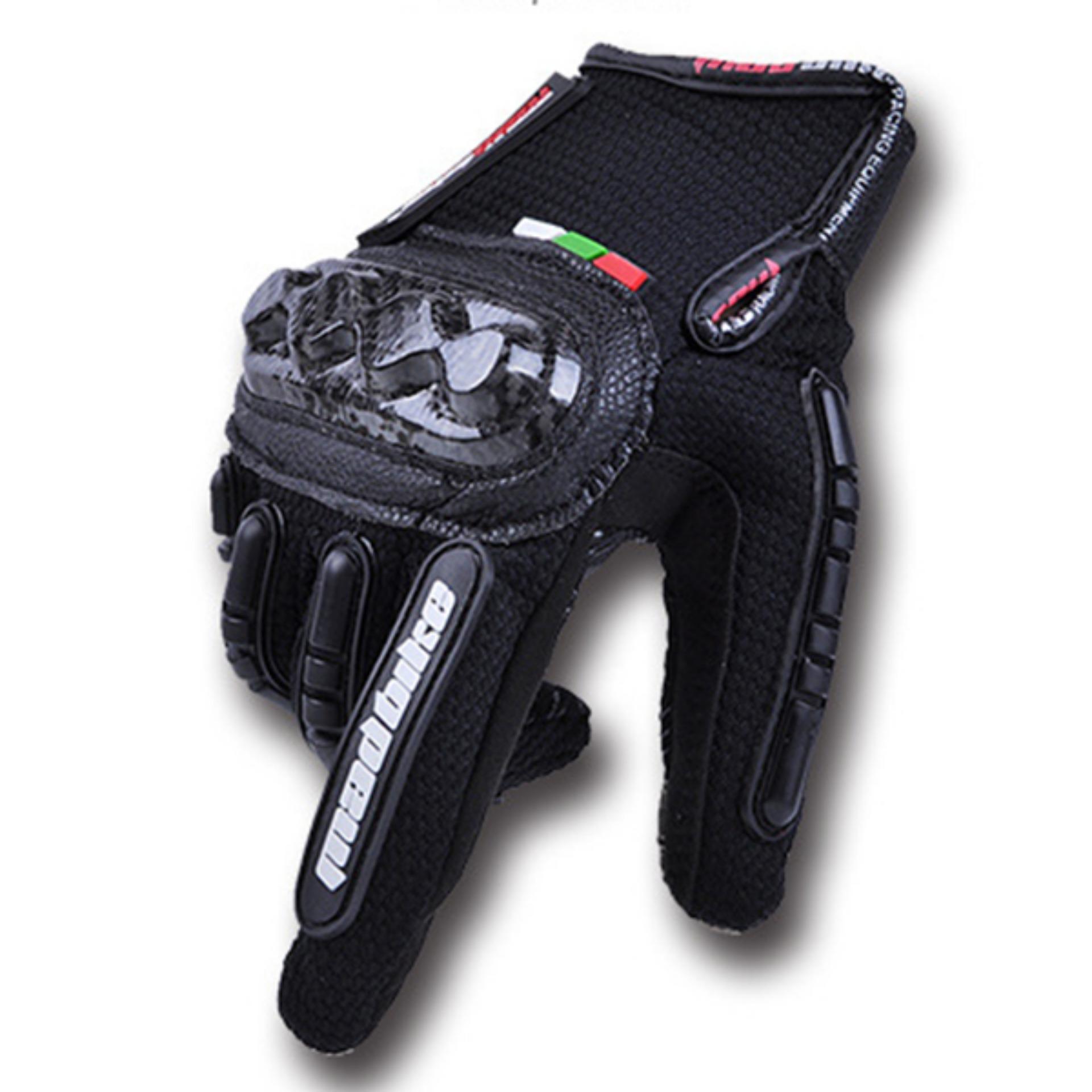 ถุงมือมอเตอร์ไซค์  Mad Bike การ์ดคาร์บอน สีดำ Size M