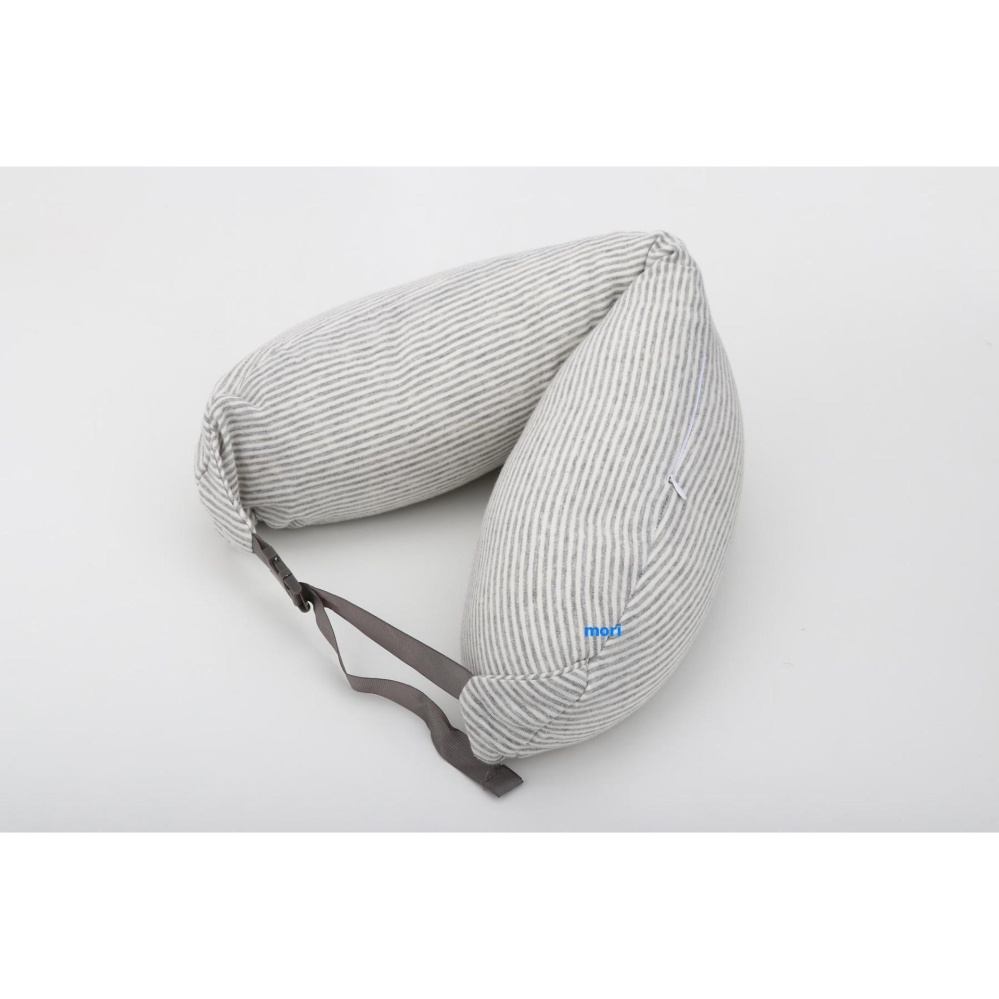 Mori Neck cushion microbead หมอนรองคอ หมอนอเนกประสงค์ Travel Pillow Neck cushion Multipurpose pillow รุ่น Neck cushion microbead (Big Stripe Grey / ลายทางสีเทาใหญ่)