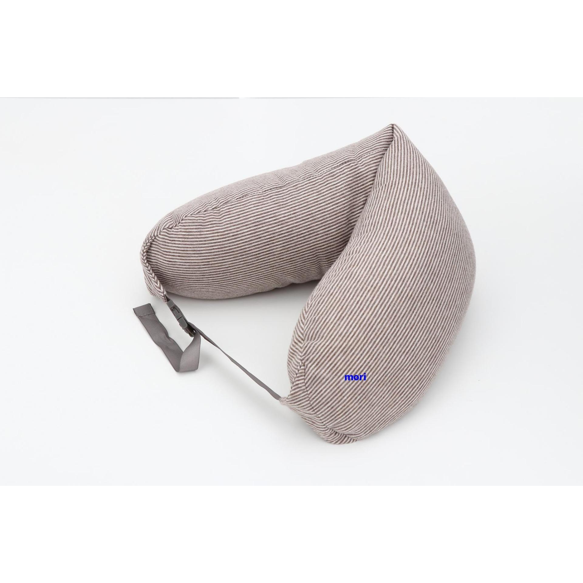 Mori Neck cushion microbead หมอนรองคอ หมอนอเนกประสงค์ Travel Pillow Neck cushion Multipurpose pillow รุ่น Neck cushion microbead (Light brown / ลายทางสีน้ำตาลอ่อน)