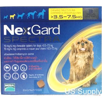 โปรโมชั่น NexGard Spectra (สุนัข 3.5-7.5 กก) ยากินกำจัดเห็บหมัด กันพยาธิหัวใจ ถ่ายพยาธิลำไส้ (กล่อง 3 ก้อน) ชนิดเคี้ยว ดีไหม