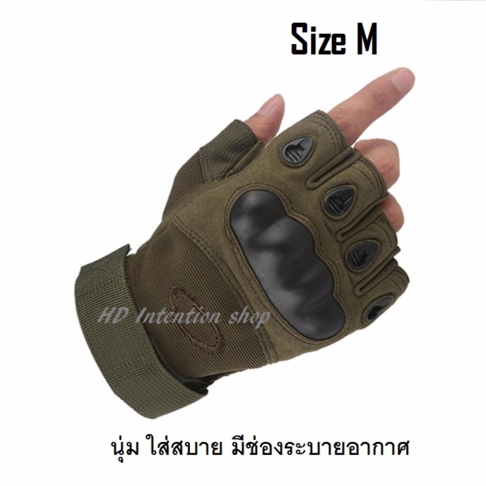 Oakley ถุงมือมอเตอร์ไซค์ ถุงมือครึ่งนิ้ว แนวเรโทร ถุงมือทหาร ถุงมือยิงปืน กันกระแทก ระบายอากาศ สีเขียวทหาร