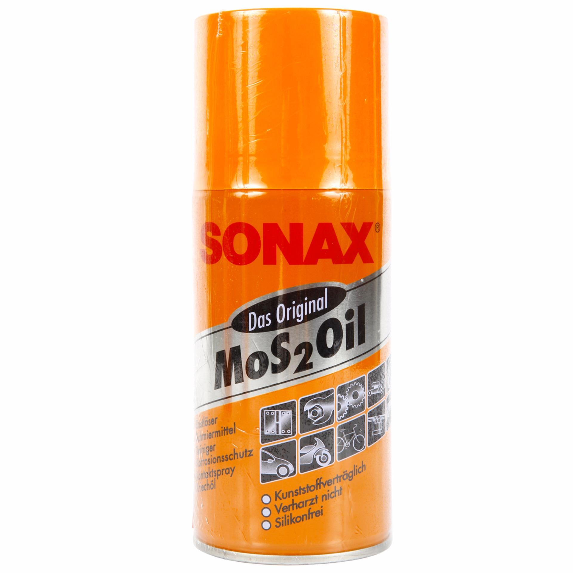 โซแนค โซแนก น้ำยาครอบจักรวาล อเนกประสงค์ SONAX MoS2 Oil No.302 สินค้าคุณภาพจากเยอรมันนี ทำความสะอาดเครื่องยนต์ ล้างสนิมทำความสะอาดโซ่จักรยาน หลื่อลื่นโซ่จักรยานช่วยละลายยางมะตอยที่ติดตามรถ ใช้สำหรับงานหล่อลื่นภายนอกได้ทุกประเภท เช่น ชิ้นส่วนเครื่องจักร