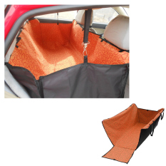 Pet Car Seat แผ่นรองกันเปื้อนในรถยนต์ แบบคลุมเต็มเบาะหลัง กันเปื้อนทุด้าน สำหรับสุนัข (สีส้ม ลายมิกกี้)