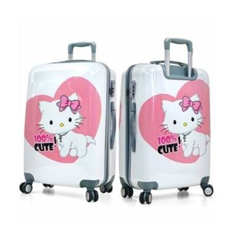 POLOGY กระเป๋าเดินทางล้อลาก 20 นิ้ว ลายการ์ตูน Cute Cat White