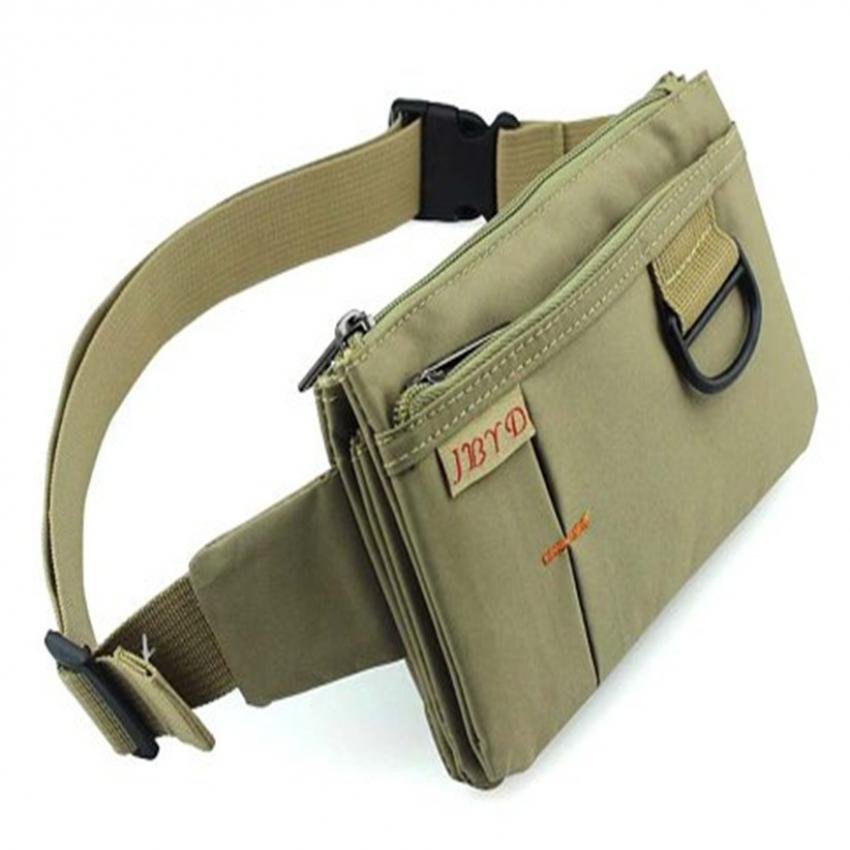 โพลีเอสเตอร์ Stealth ขนาดเล็กทำงานกีฬากระเป๋าคาดเอวสำหรับวิ่ง Hiking TRAVEL (สีกากี) - INTL