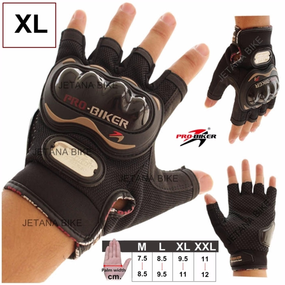 PRO-BIKER รุ่น MCS-04 ถุงมือมอเตอร์ไซค์ ถุงมือ ถุงมือครึ่งนิ้ว กันกระแทก กันลื่น  สีดำ