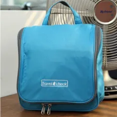 กระเป๋าใส่เครื่องสำอางค์  อุปกรณ์อาบน้ำ กระเป๋าจัดระเบียบไว้แขวนในห้องน้ำ สำหรับเดินทางท่องเที่ยว สีฟ้า