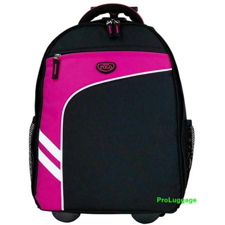 Romar Polo กระเป๋า กระเป๋าเป้ล้อลาก 18 นิ้ว รุ่น Polo R1234 (Black Pink)