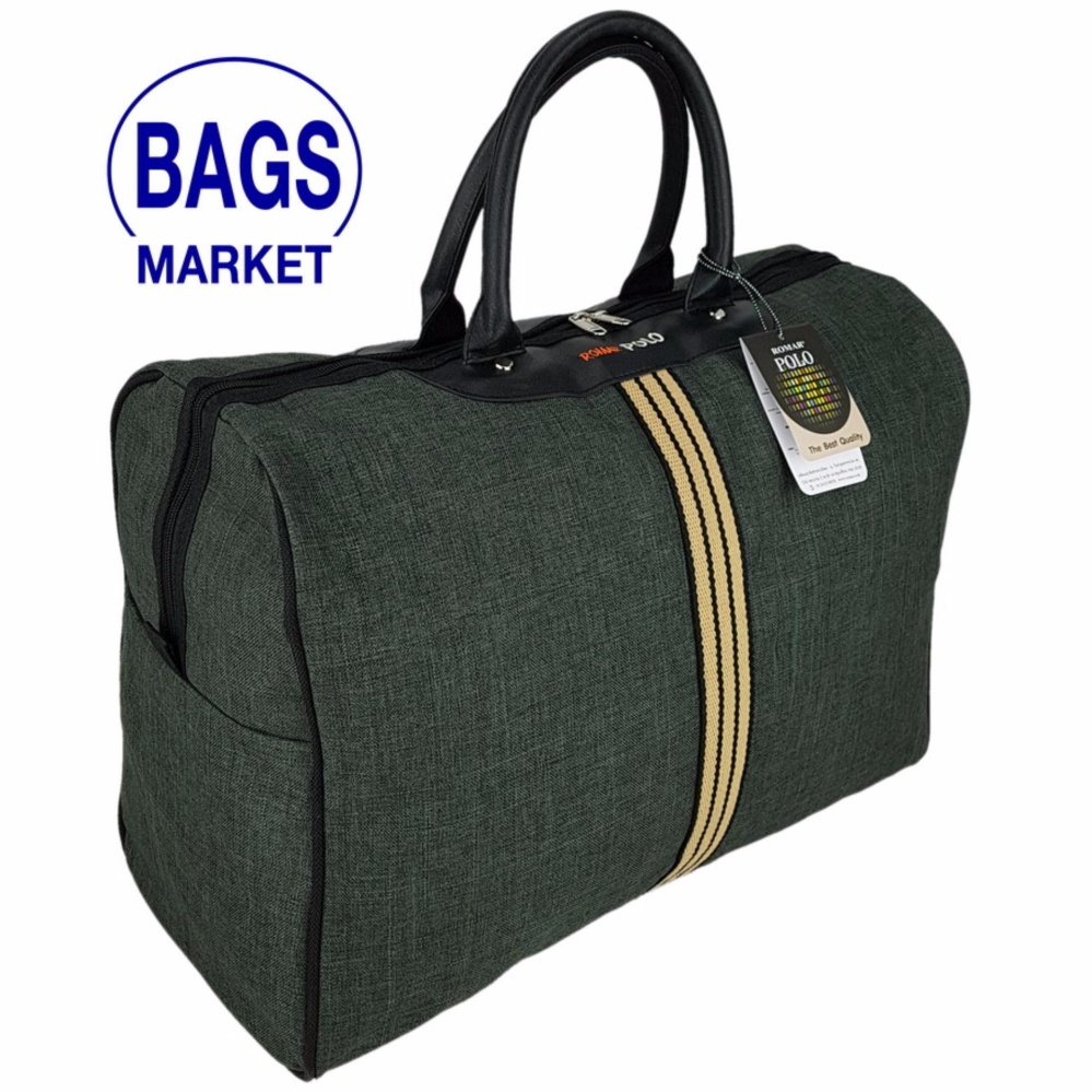 BagsMarket Luggage Romar Polo กระเป๋าเดินทาง กระเป๋าถือ กระเป๋าใส่เสื้อผ้า ขนาด 18 นิ้ว Style Vintage Canvas Code R522018-1 (Blue)