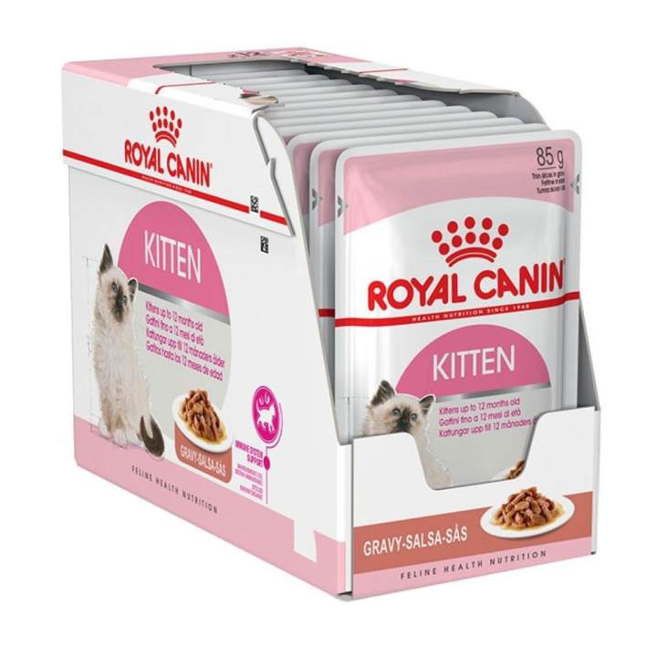 Royal Canin Kitten Pouch Gravy (12 Pouches) โรยัลคานิน อาหารเปียกแบบซอง สำหรับลูกแมวอายุ 4-12เดือน (เกรวี่)...