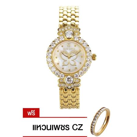Royal Crown นาฬิกาข้อมือผู้หญิง สายสแตนเลส รุ่น 3844-SSL - Gold (แถมแหวนเพชร CZ) Royal Crown นาฬิกาข้อมือผู้หญิง สายสแตนเลส รุ่น 3844-SSL - Gold (แถมแหวนเพชร CZ)