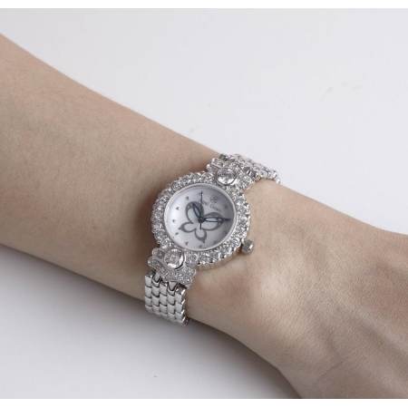 Royal Crown นาฬิกาประดับเพชรสสุภาพสตรี สายสแตนเลส รุ่น 3844-SSL- Silver (แถมแหวนเพชร CZ)