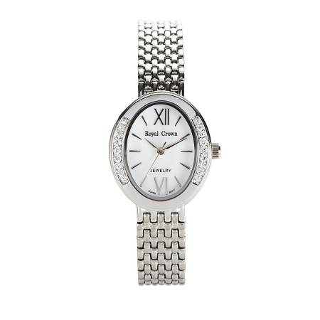 Royal Crown นาฬิกาข้อมือผู้หญิง สายสแตนเลส ประดับเพชร รุ่น 6309 - Silver