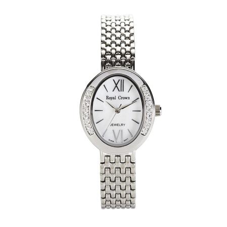Royal Crown นาฬิกาข้อมือผู้หญิง สายสแตนเลส ประดับเพชร รุ่น 6309 – Silver แถมฟรีแหวนเพชร CZ 1 วง