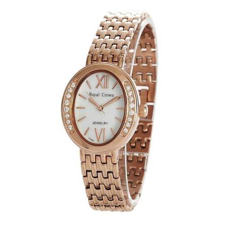 Royal Crown นาฬิกาผู้หญิง สายสแตนเลส รุ่น 6309-SSL – สีพิงค์โกลด์ แถมฟรี แหวนเพชร CZ 1 วง