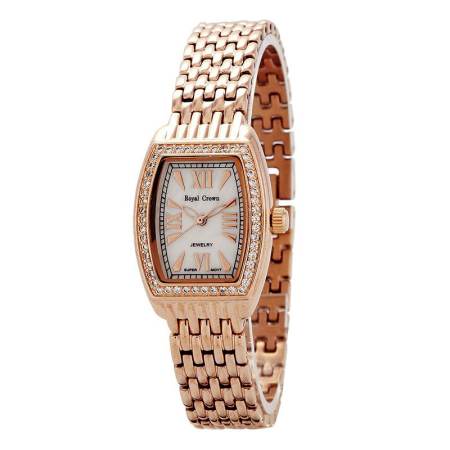 Royal Crown นาฬิกาข้อมือผู้หญิง สายสแตนเลส ประดับเพชร รุ่น 6304 - Pink Gold Royal Crown นาฬิกาข้อมือผู้หญิง สายสแตนเลส ประดับเพชร รุ่น 6304 - Pink Gold