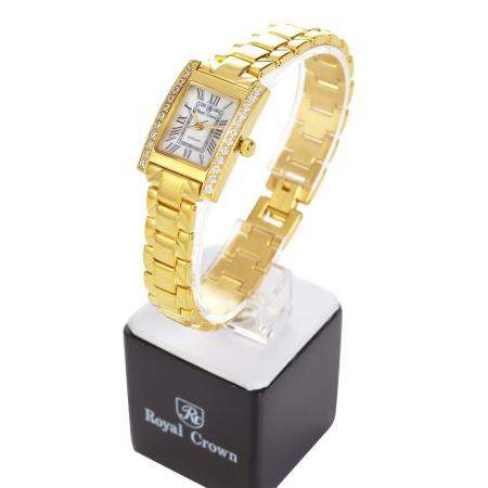 Royal Crown นาฬิกาข้อมือผู้หญิง สายสตแนเลส รุ่น 6306-SSL - Gold (แถมฟรี แหวนเพชร CZ)