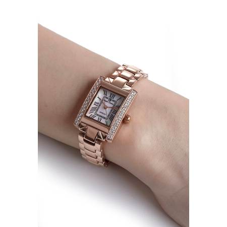 Royal Crown นาฬิกาประดับเพชรสไตล์อิตาลี รุ่น 6306-SSL-Pink Gold แถมแหวนเพชร CZ