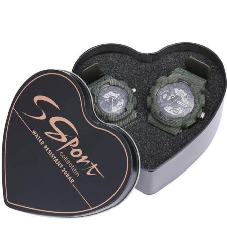 S Sport นาฬิกาคู่รัก กันน้ำได้ดี (ได้สองเรือนพร้อมกล่องรูปหัวใจ) รุ่น LG9228 