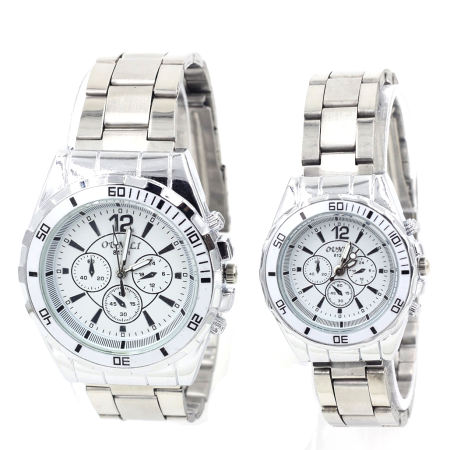 Sevenlight นาฬิกาข้อมือคู่รัก (ได้สินค้าสองชิ้น) - 9145-8091 (White)  พิเศษแถมกล่องนาฬิกาสุดหรู