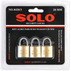 SOLO กุญแจล็อคกระเป๋า กระเป๋าเดินทาง ล็อคเกอร์ แบบคีย์อะไลค์ (พกกุญแจดอกเดียวใช้ไขได้ทุกตัว) 3 ตัว/ชุด ขนาด 20 มม. No.8420/3