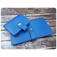 SUNITARA  เซตคู่กระเป๋าใส่สมุดบัญชีฯ และกระเป๋านามบัตร หนังกึ่งเงา สีน้ำเงิน