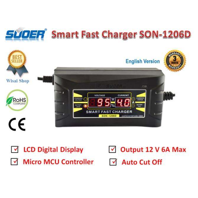 SUOER ͧẵö¹ LCD Digital Display Smart Fast Charger 12 V/6.0A  SON-1206D ͡ҹ