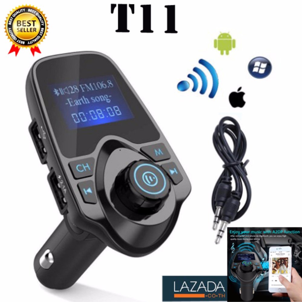 ขาย T11 Wireless Bluetooth Fm Car Bluetooth Transmitter FM บูลทูธเครื่องเสียงรถยนต์ เครื่องเล่น MP3 ผ่าน USB SD Card Bluetooth ที่ชาร์จโทรศัพท์ในรถ เครื่องสัญญาณเสียงผ่านระบบ FM