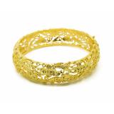 Thai Jewelry กำไล ข้อมือทอง ฉลุลาย งานทองชุบไมครอน ชุบเศษทองคำแท้ 96.5% หนัก 3.5 บาท (เส้นผ่านศูนย์กลาง 6 ซ.ม.) เครื่องประดับ ทองชุบ ทองหุ้ม ทองโคลนนิ่ง ผู้หญิง
