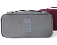 กระเป๋าจัดระเบียบชุดชั้นใน เครื่องสำอางค์ Travel Bra Underwear Pouch Luggage Organizer Hand Tote Cosmetic Bag  (สีเทา)