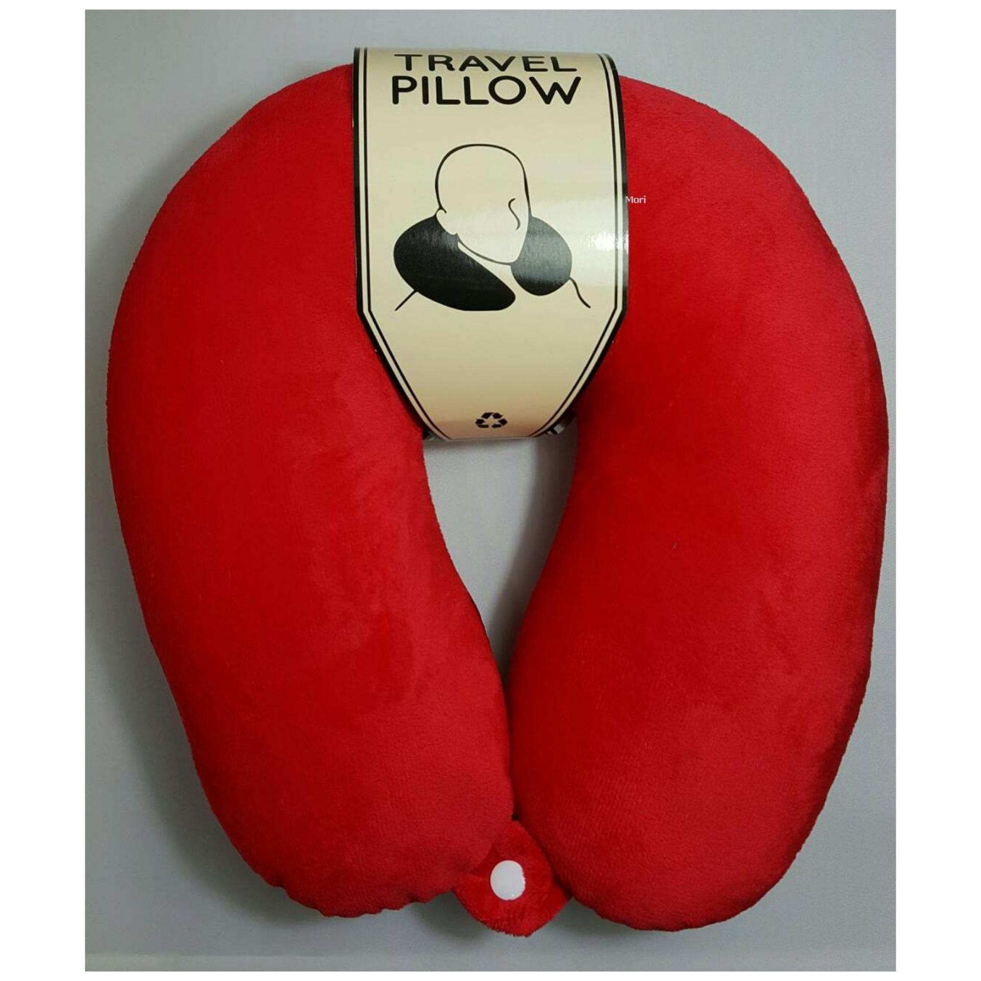 Travel Pillow หมอนรองคอ รุ่น Microbead แบบมีกระดุม (Red)