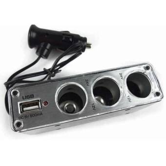Triple Socket ขยายช่องจุดบุหรี่ 3 ช่อง + 1 USB - สีดำ V1 Triple Socket ขยายช่องจุดบุหรี่ 3 ช่อง + 1 USB - สีดำ V1