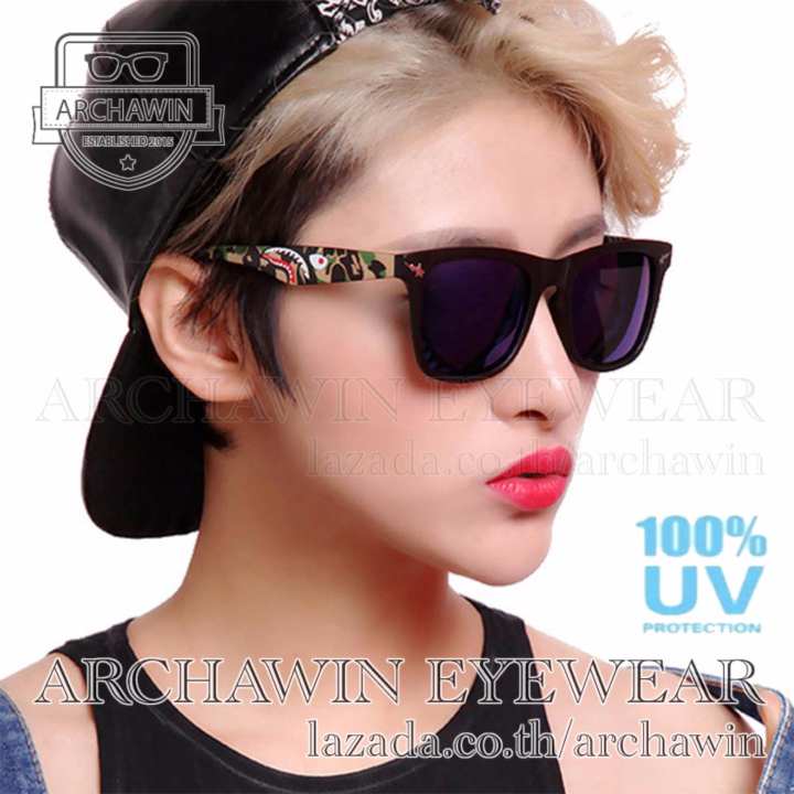 แว่นกันแดด แว่นกรองแสง UV แฟชั่น เกาหลี ทรง Wayfarer Style รุ่น STORMCRAZY (Multicolor/Black)