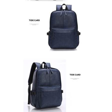 WIOZONE Backpack bag Premium กระเป๋าสะพายหนัง กระเป๋าสะพายหลัง กระเป๋าเป้ กระเป๋าเดินทาง  สีน้ำเงิน (BLUE) D3