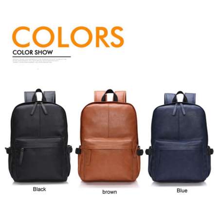 WIOZONE Backpack bag Premium กระเป๋าสะพายหนัง กระเป๋าสะพายหลัง กระเป๋าเป้ กระเป๋าเดินทาง  สีน้ำเงิน (BLUE) D3