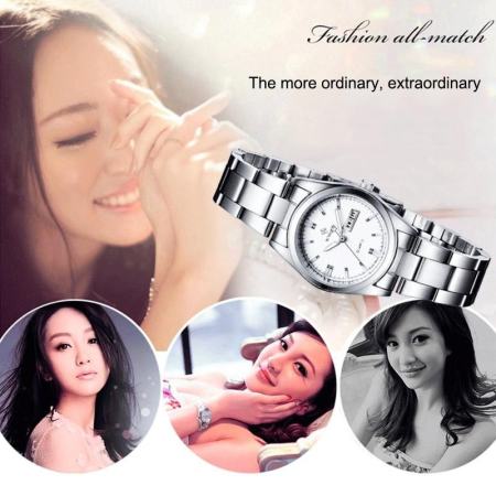 นาฬิกาผู้หญิง YBC สตรีทควอตซ์นาฬิกาสายคล้องคอสแตนเลสนาฬิกาข้อมือสัปดาห์-นานาชาติ