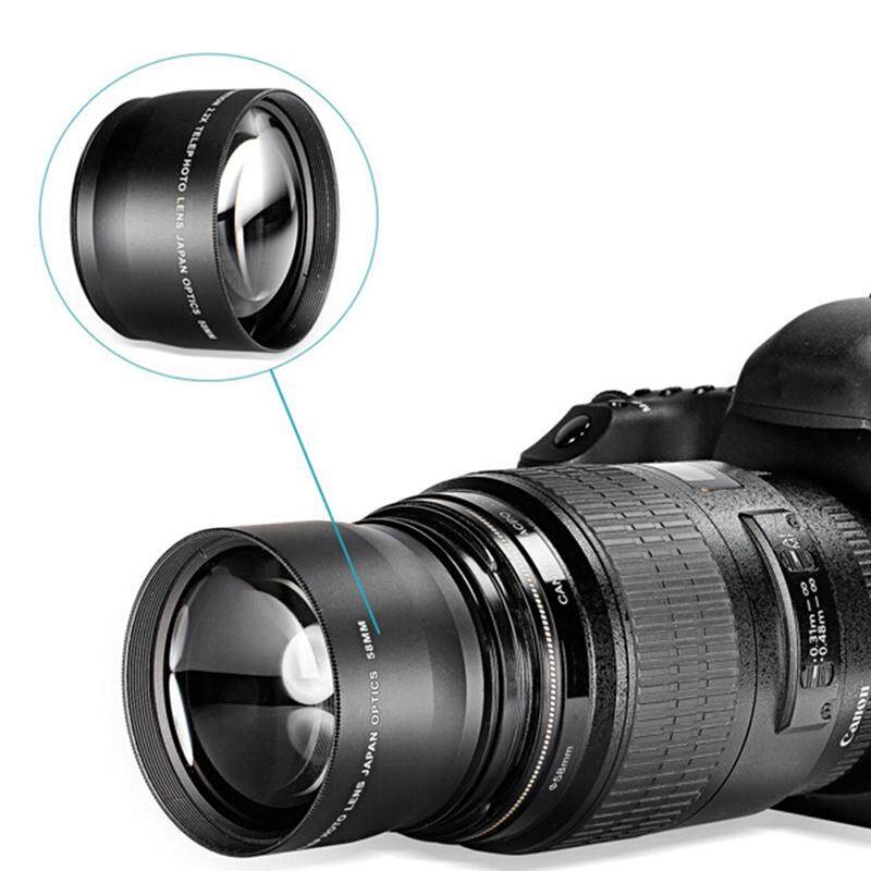 [Que] 58Mm 2.0X Professional เลนส์กล้องโทรศัพท์ + ผ้าสำหรับทำความสะอาด Canon Nikon Sony Pentax