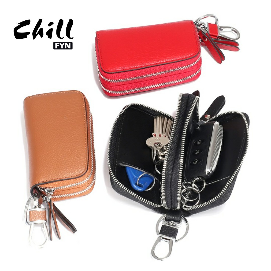 ♨️สต๊อกในไทย♨️ กระเป๋ากุญแจ หนังแท้ แบบ2ซิบ หรูพรีเมี่ยม กระเป๋าเก็บกุญแจ กระเป๋ารีโมทย์ กระเป๋าใส่กุญแจ กุญแจบ้าน และบัตร Chill Fyn