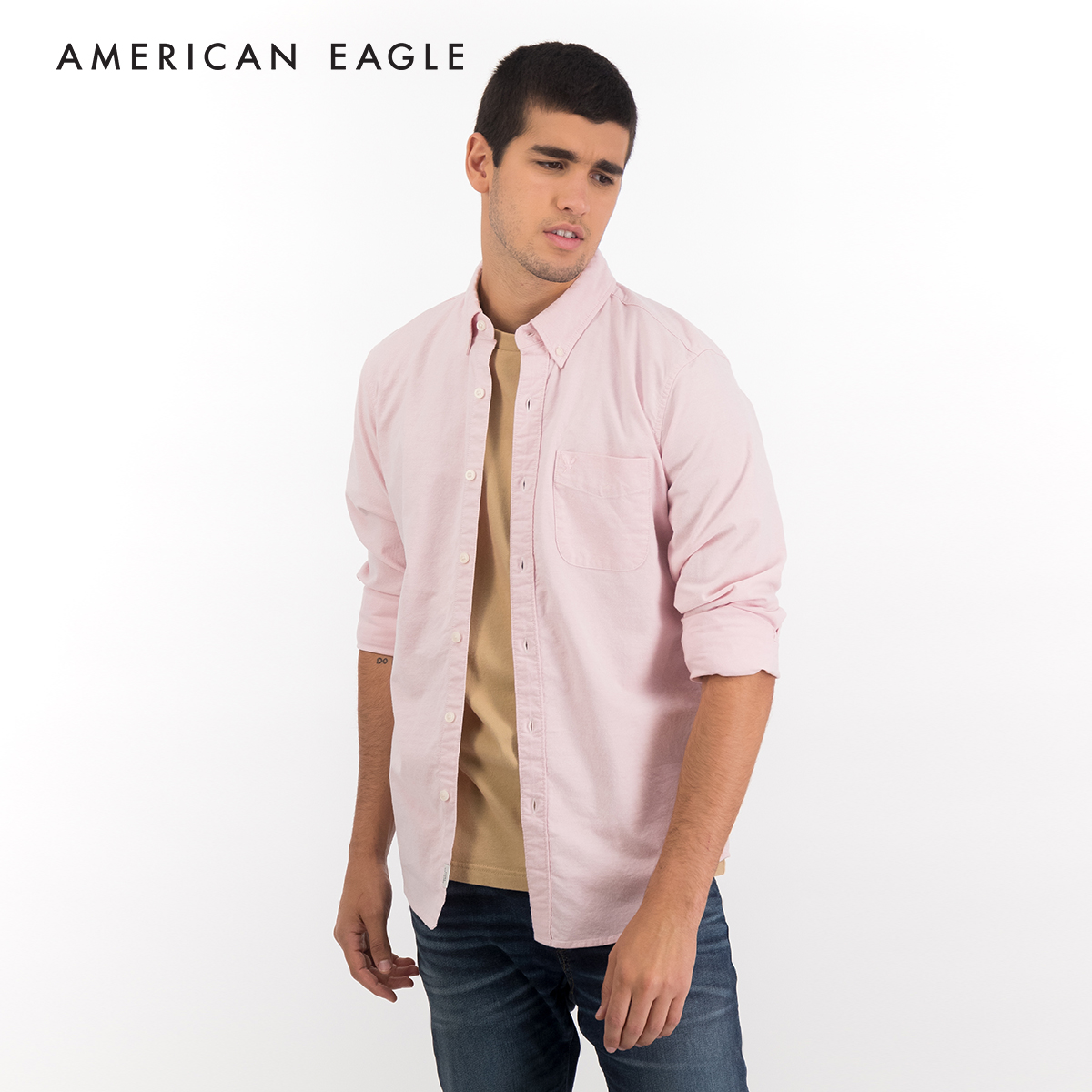 American Eagle Slim Fit Oxford ButtonUp Shirt เสื้อเชิ้ต ผู้ชาย อ็อกซ์