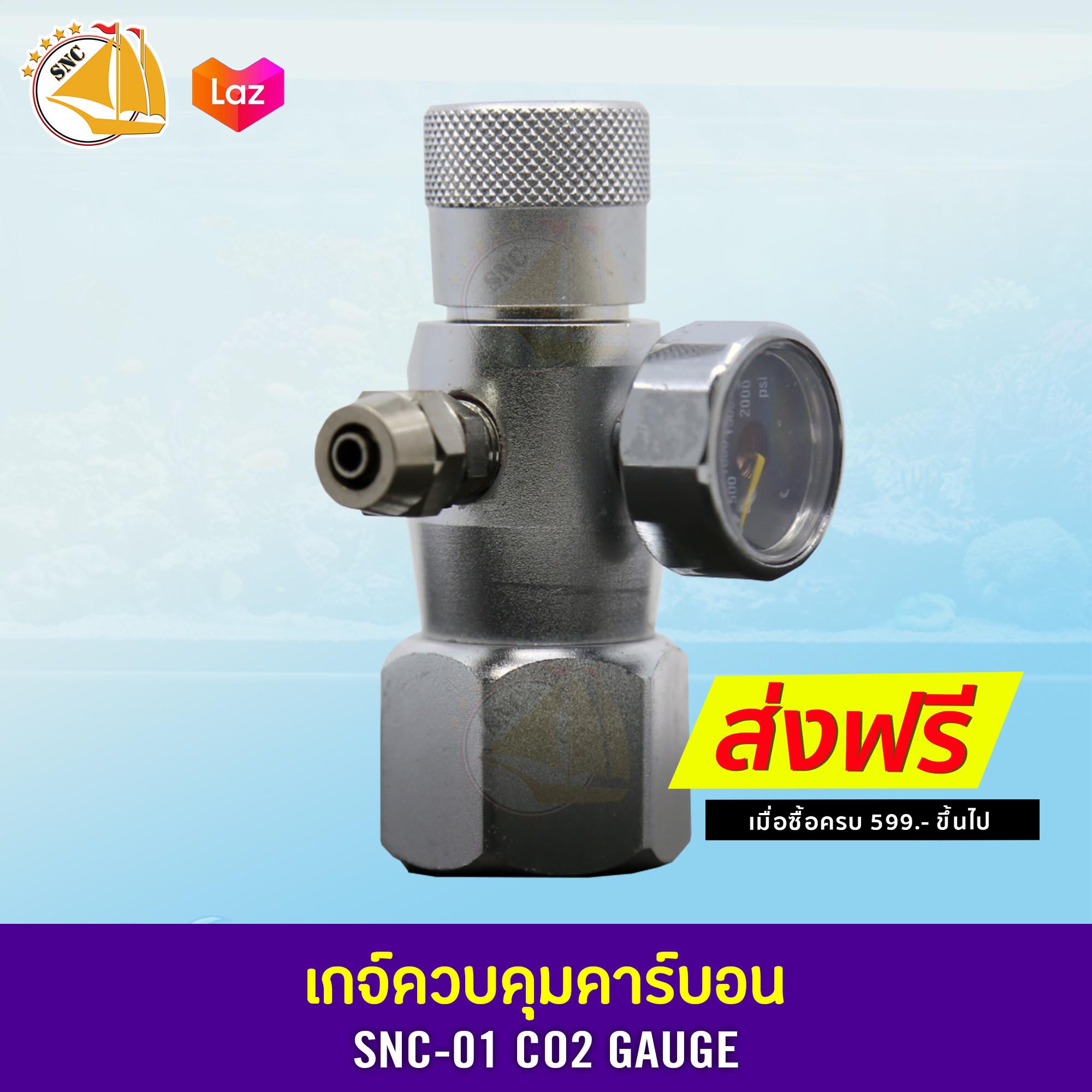 เกจ์ควบคุมปริมาณคาร์บอน สำหรับตู้พรรณไม้น้ำ Co2 GAUGE เกลียวนอก G5/8