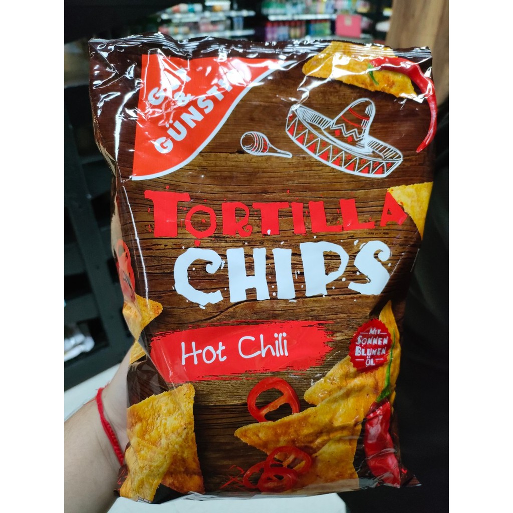 อร่อยดี มีของแถม (1 Pack) Tortilla Chips Hot Chili 300g Gut&Günstig ทอร ...