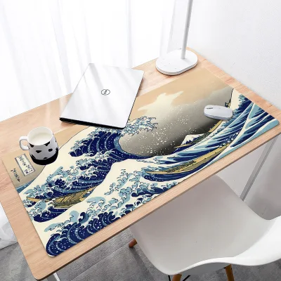 Japan Great Waves Art Speed Locking Edge Large Natural Rubber Mouse Pad Waterproof Game Desk Mousepad Mat for Csgo Dota LOL
