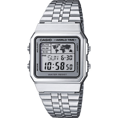 Casio Digital World Time นาฬิกาข้อมือ สายสแตนเลส รุ่น A500WA ของแท้ ประกัน CMG