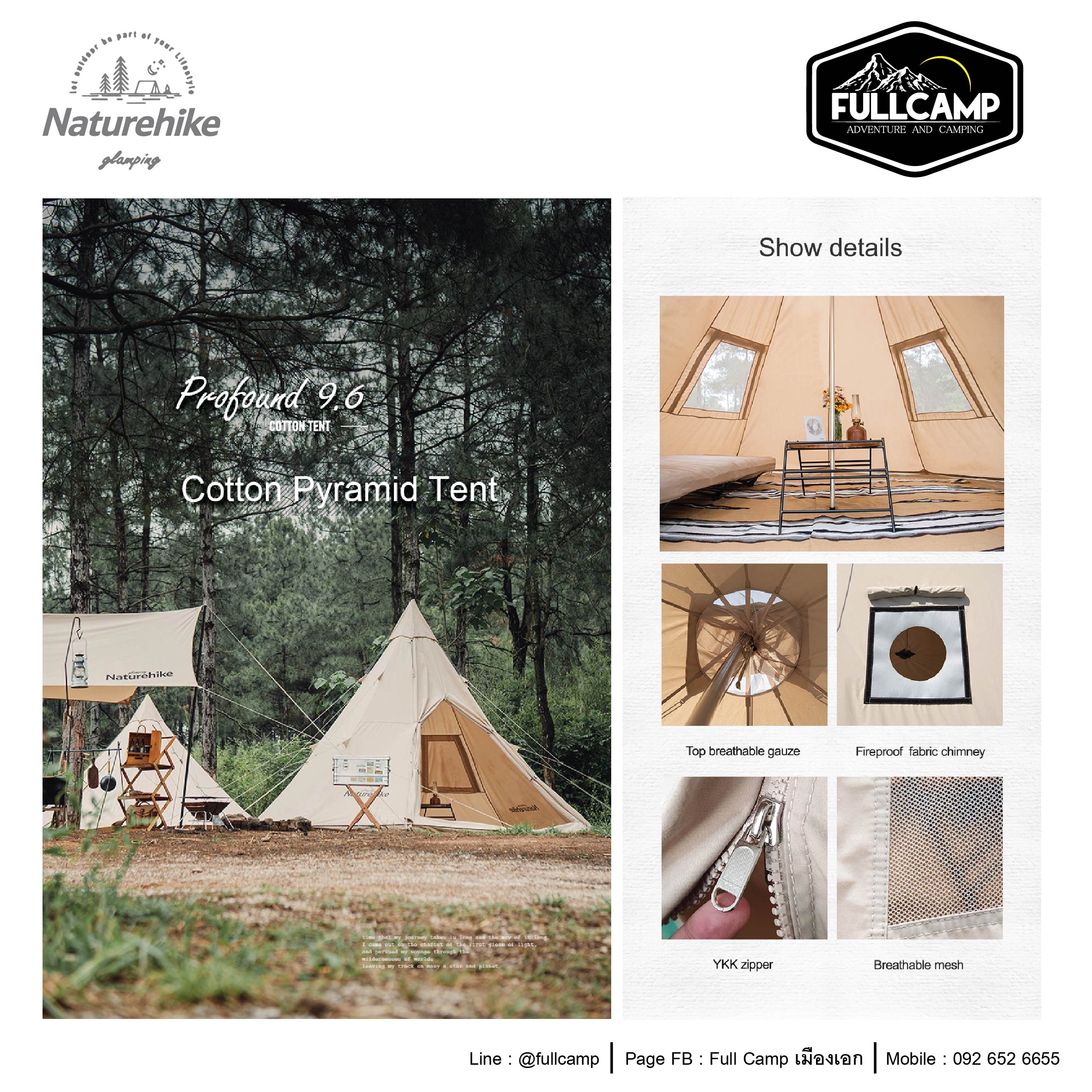 Naturehike Profound 9.6 Cotton Pyramid Tent | Lazada.co.th