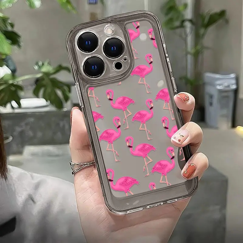 Ốp Điện Thoại TPU Mềm Trong Suốt Họa Tiết Hồng Hạc Cho IPhone 11 14 13 12 Pro Max XS X XR 7 + 8 6 6S Plus Sự Bảo Vệ