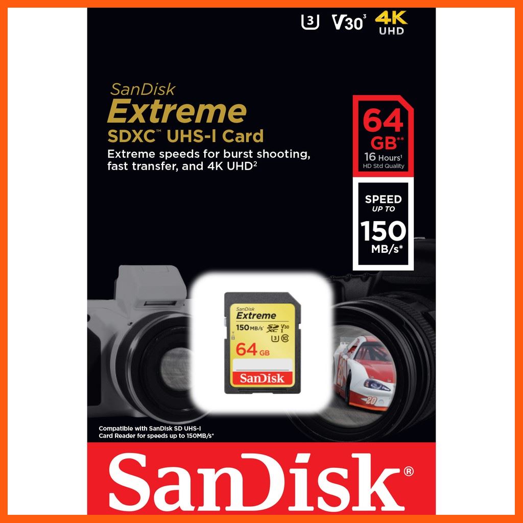 ✨✨#BEST SELLER🎉🎉 SanDisk Extreme SDXC Card 64GB ความเร็ว อ่าน 150MB/s เขียน 60MB/s (SDSDXV6_064G_GNCIN) อุปกรณ์จัดเก็บข้อมูล (STORAGE & MEMORY CARD ) STORAGE MEMORY CARD อุปกรณ์จัดเก็บข้อมูล Memory Card เม็มโมรี่การ์ด Compact Flash