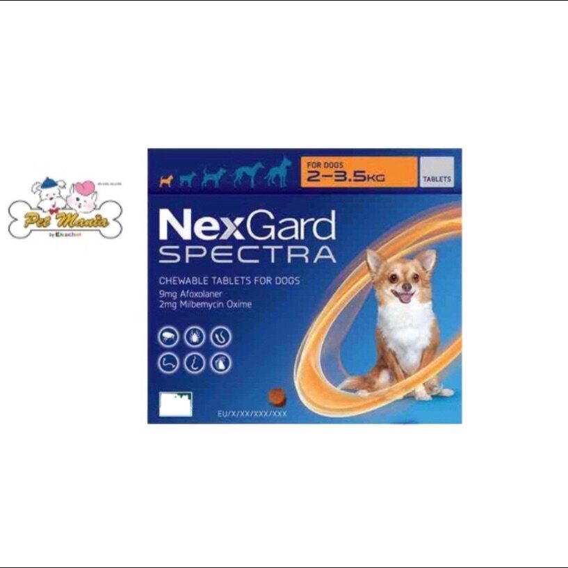 NexGard Spectra สำหรับสุนัขน้ำหนัก 2-3.5kg. (1กล่อง3เม็ด)