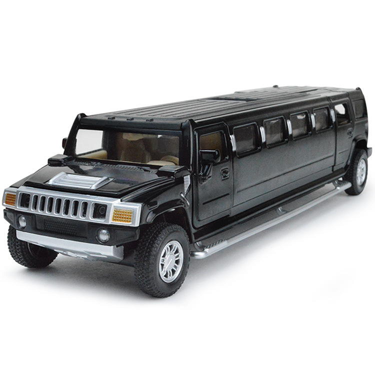 High Simulation 1:32 Alloy Hummer Limousine Metal Diecast Car Model Pull  Back Flashing Musical Kids Toy Vehicles